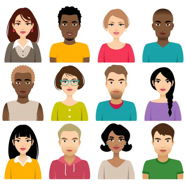 Vector illustration of Faces of different nation people