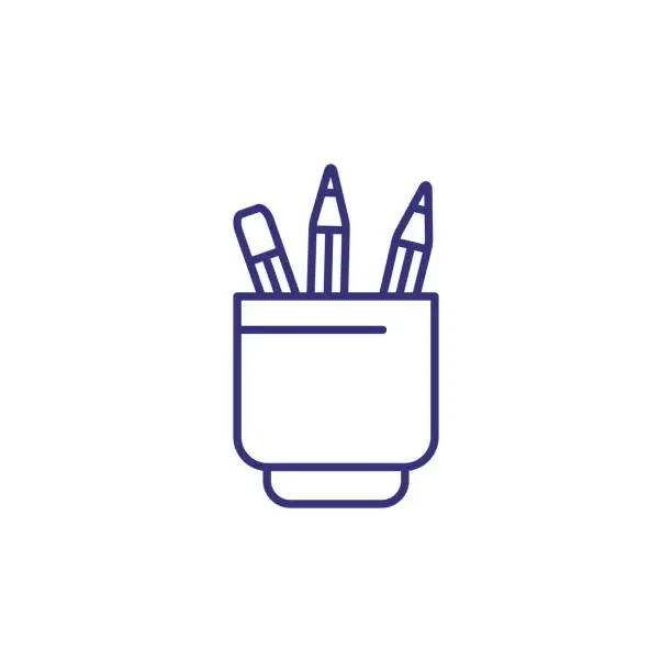 Vector illustration of Pencil stand line icon