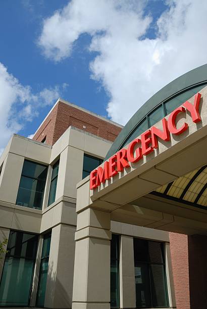istock Low angle view of emergency room sign on building exterior 104544268
