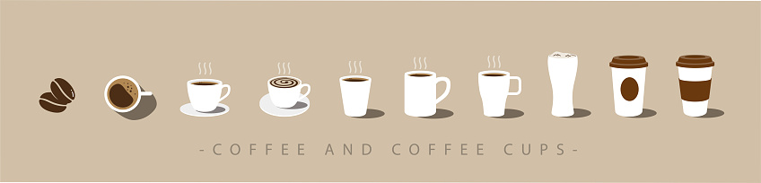 Set of Coffee and coffee cup icons. vector