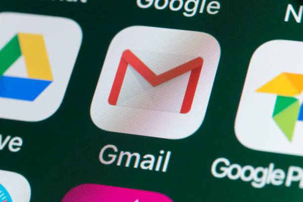 gmail, 구글 드라이브, 구글 사진 및 아이폰 화면에 다른 애플 리 케이 션 - gmail 뉴스 사진 이미지