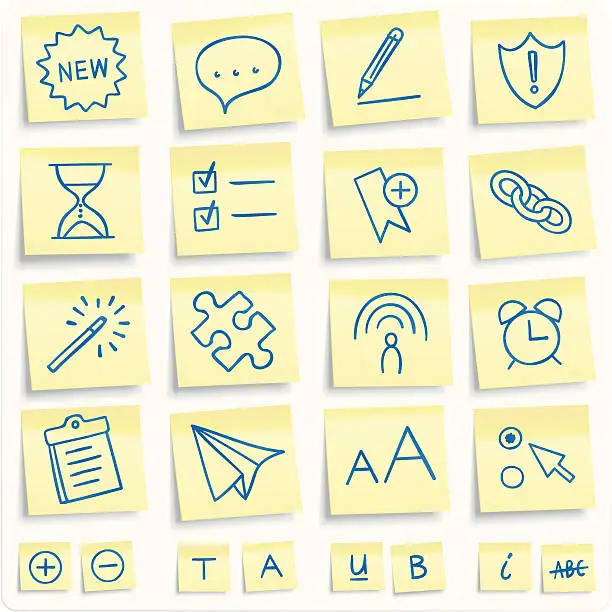 Vector illustration of Post-it software icons