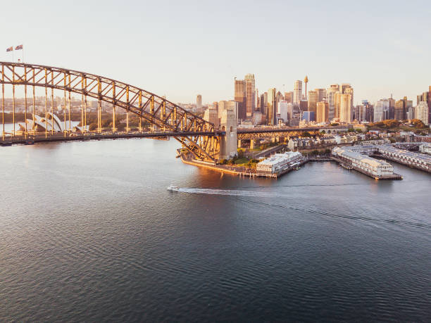 Beautiful Sunrise at Sydney City Skyline stock photo