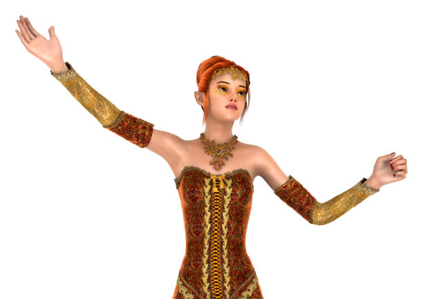 3D rendering of a beautiful princess of autumn isolated on white background