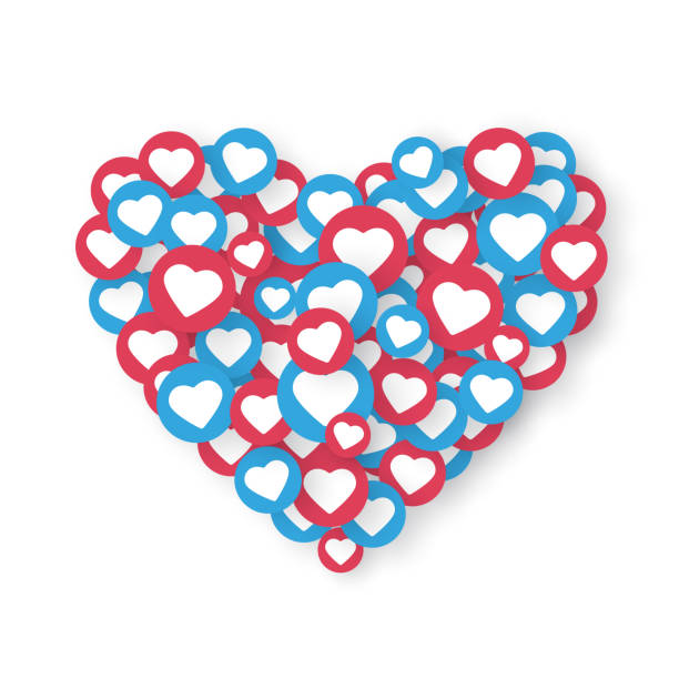 istock Like icons in heart shape isolated on white background. Social media elements. Counter notification icons. Social network symbol. Vector illustration 1045466460