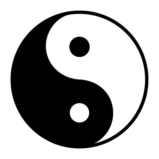 ying yang 기호까지 의 조화 및 수리재고량 - yin yang symbol 이미지 stock illustrations