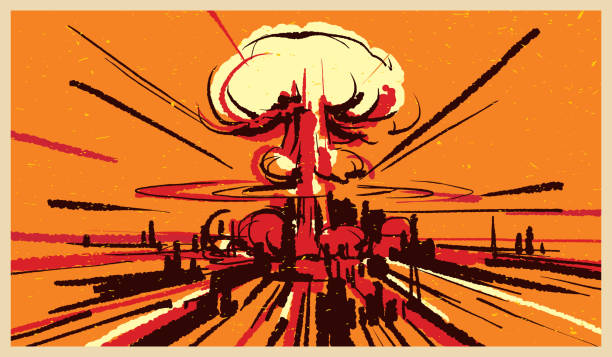 Nuclear bomb explosion illustration vector Nuclear bomb explosion illustration vector hydrogen bomb stock illustrations