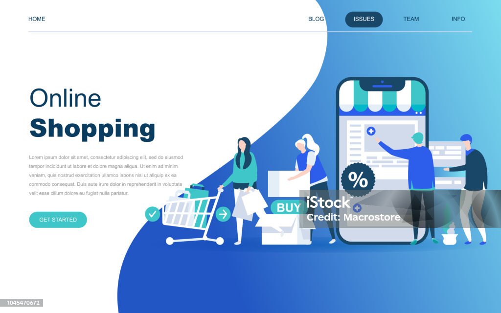 Modern flat design concept of Online Shopping for website Modern flat design concept of Online Shopping for website and mobile website development. Landing page template. E-commerce market, shopping payment or customer support. Vector illustration. Internet stock vector