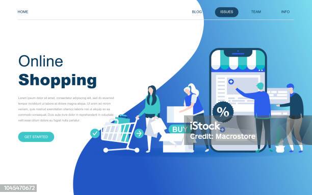 Modern Flat Design Concept Of Online Shopping For Website Stock Illustration - Download Image Now