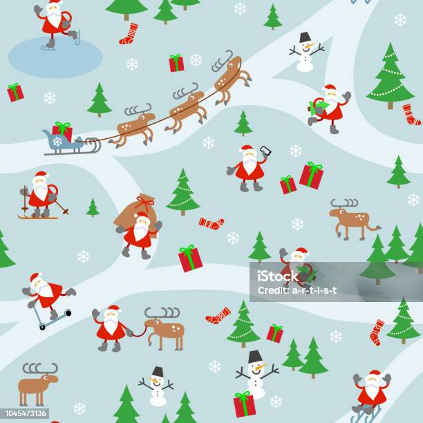 Santa Color Pattern Pattern With Santa Clauses Stock Illustration - Download Image Now ...