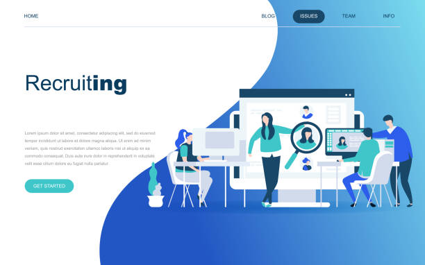 Modern flat design concept of Business Recruiting for website Modern flat design concept of Business Recruiting for website and mobile website development. Landing page template. Employer, businessman resources, hr job presentation. Vector illustration. military recruit stock illustrations