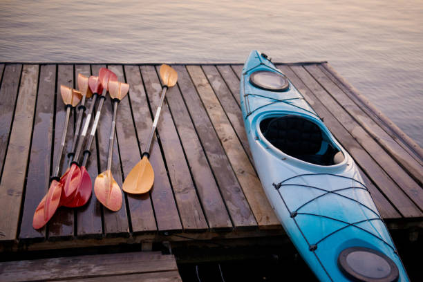 istock Kayak and oars are dried on the pier 1045481098