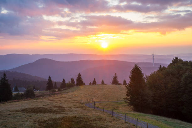 istock Germany, Romantic colorful sunrise on black forest mountain Kandel 1045486322