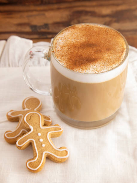 istock A Gingerbread Latte in a Clear Mug with Cookies on the Side 1045492278