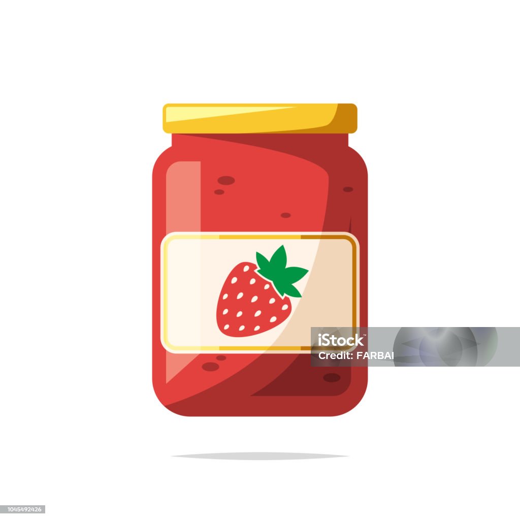 딸기 잼 격리 하는 벡터 일러스트 레이 션 설탕 조림 류에 대한 스톡 벡터 아트 및 기타 이미지 - 설탕 조림 류, 항아리, 벡터 -  Istock