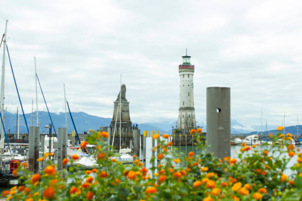 German Bodensee city Lindau Iconic and historical Bodensee city Lindau in germany lindau lighthouse stock pictures, royalty-free photos & images