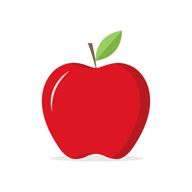 illustrations, cliparts, dessins animés et icônes de pomme rouge, icône illustration vecteur - pomme
