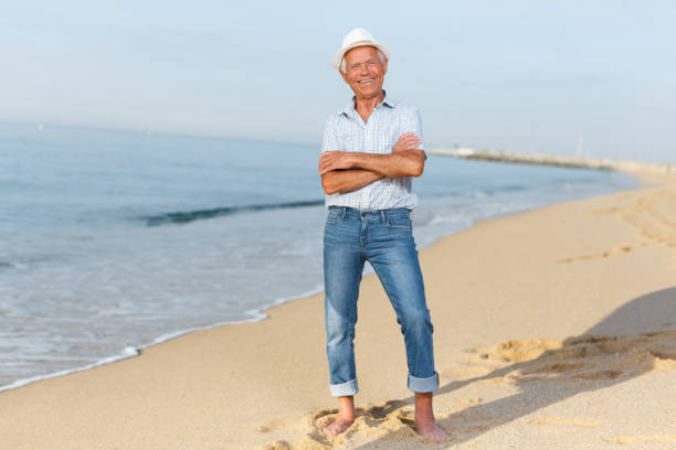 istock Happy mature man in headwear posing 1045500752