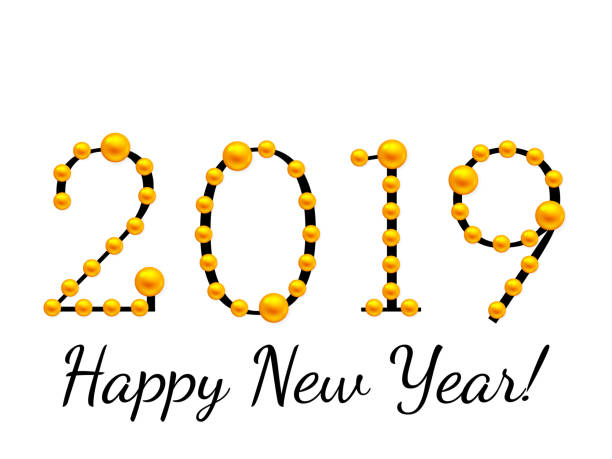 istock Vector illustration. Golden garland with 2019 date. Inscription Happy New Year! 1045505658