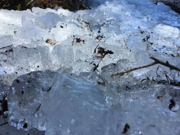 Northern Ontario, Canada, ice washup during melting season.