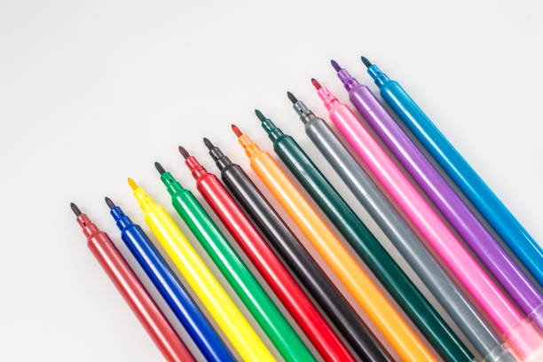 istock Colorful marker pen set on isolated background with clipping path. Vivid highlighter and blank space for your design or montage. 1045511196