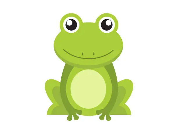Vector illustration of Cute green frog cartoon character isolated on white background