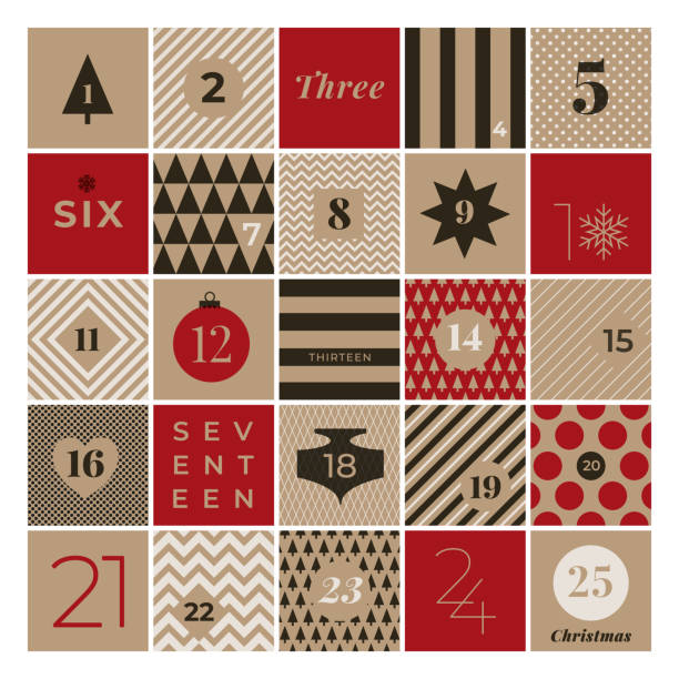 クリスマスのアドベントカレンダー - christmas pattern striped backgrounds点のイラスト素材／クリップアート素材／マンガ素材／アイコン素材