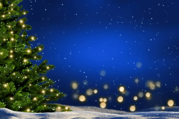 christmas eve in snowy landscape
