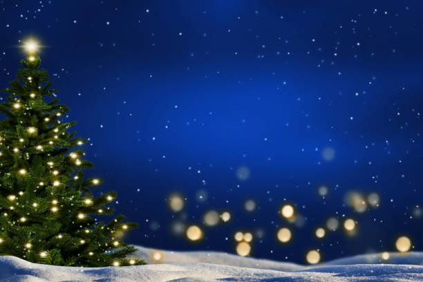 istock christmas tree in snowy landscape 1045529100