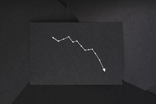 Graph Loss Failure Decrease Down Black Background Stock Photo ...