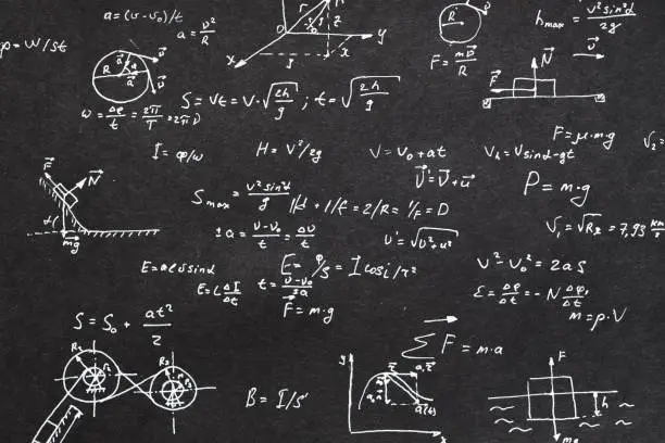 Photo of physics formula chalkboard kinematics calculation