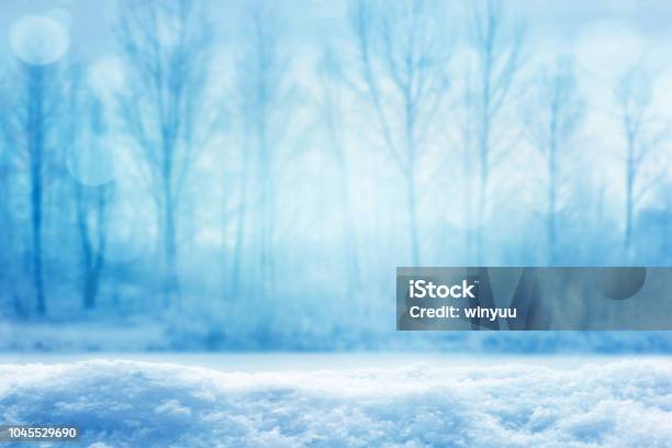 Blurred Icy Winter Landscape Stock Photo - Download Image Now - Winter, Backgrounds, Snow