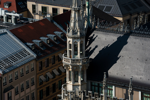 View of New Town Hall (Neues Rathaus). Mary's Square (Marienplatz). Munich, Germany