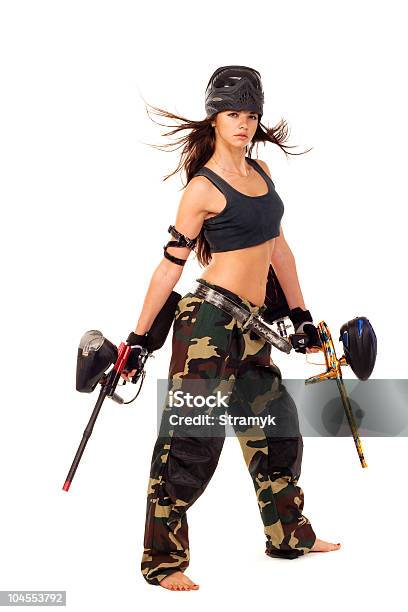 Paintball Dziewczyna - zdjęcia stockowe i więcej obrazów Armia - Armia, Bezpieczeństwo, Biały