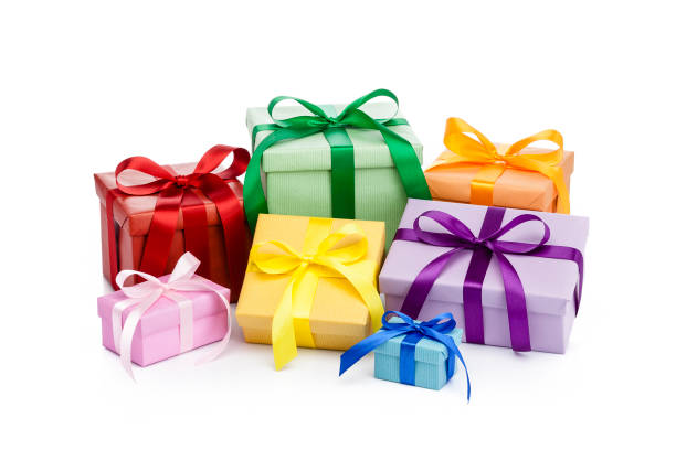istock Group of multi colored gift boxes shot on white background 1045540334