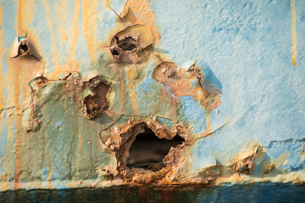istock Scream - Rust iron background with stained paint, close-up 1045556652