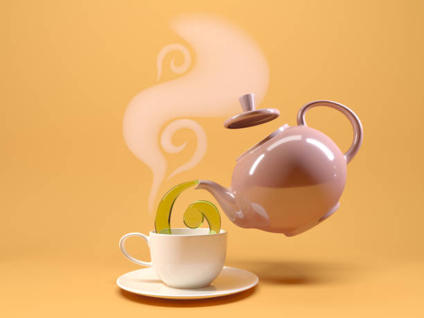 istock Pouring tea from pink tea pot 1045560390