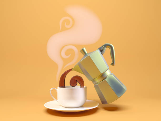 istock Pouring coffee from Green Coffee pot 1045560398