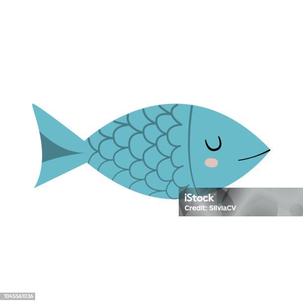 Simpatico Personaggio Del Pesce Illustrazione Vettoriale Dei Cartoni Animati - Immagini vettoriali stock e altre immagini di Pesce