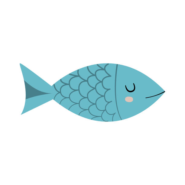 かわいい魚の文字。漫画のベクトル図 - fish点のイラスト素材／クリップアート素材／マンガ素材／アイコン素材