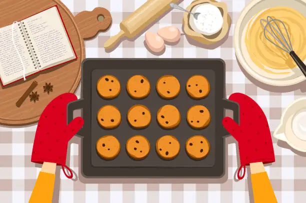 Vector illustration of Baking cookies