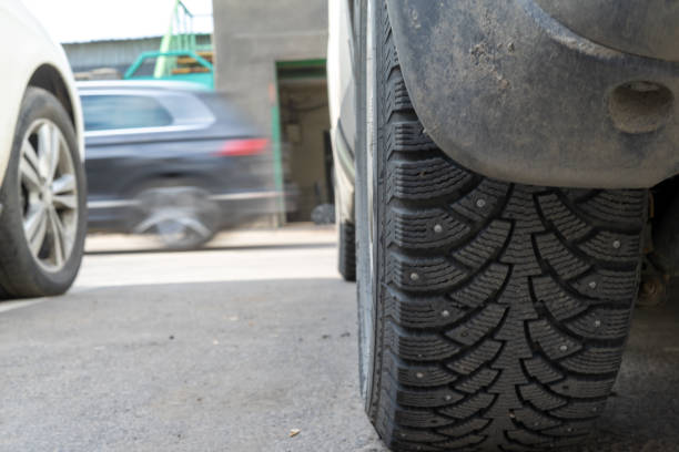 istock winter tyre with studs or spikes 1045564750