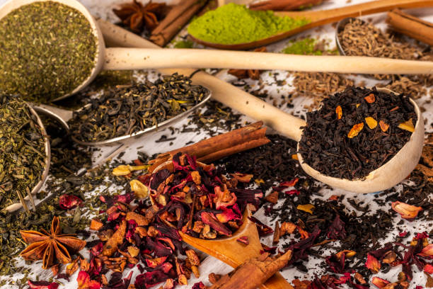istock Set of spoons with different spices on table 1045577738
