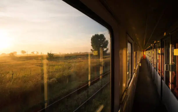 Photo of Beautiful sunrise on the vintage train