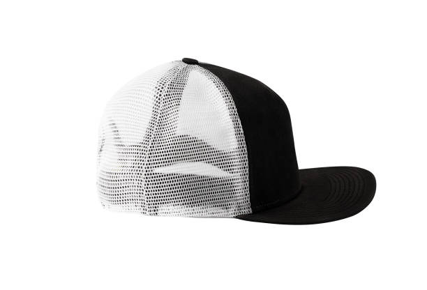 Side view of black snapback cap