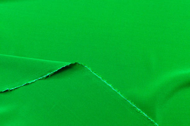 istock Silk fabric, crepe de Chine bright green, stretch 1045591424