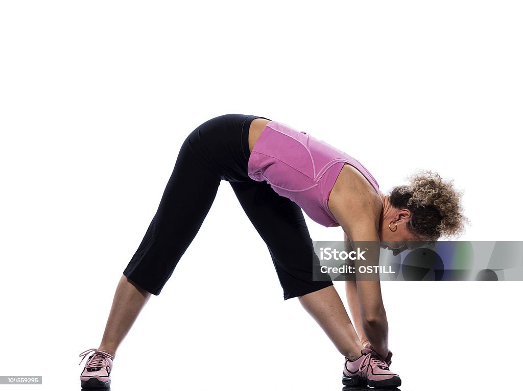 Mulher Pose de ioga de exercício físico Parsvottanasana alongamentos - Royalty-free 40-49 Anos Foto de stock