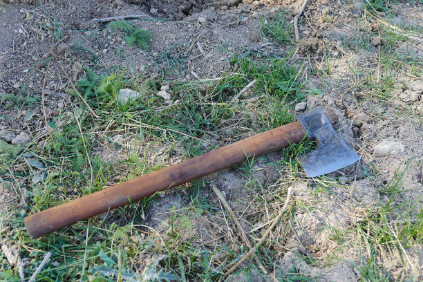 istock small ax standing on the floor, lumberjack ax, turkish made, 1045595462