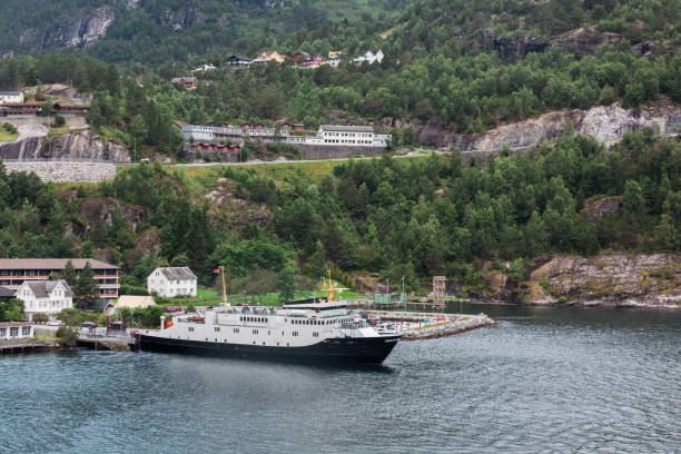 istock A cruise ship dock on the port of  Hellesylt, Norway 1045603078