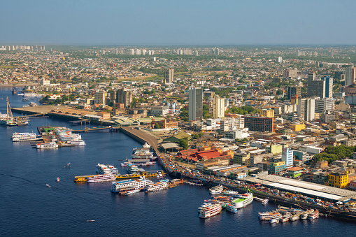 Downtown Manaus. The city at the border of Rio Negro.
River Negro
The typical ships from the Amazon region. They transport passengers and cargo